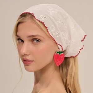 For Love & Lemons Strawberry Jam Eyelet Headscarf Size O/SO/S / White